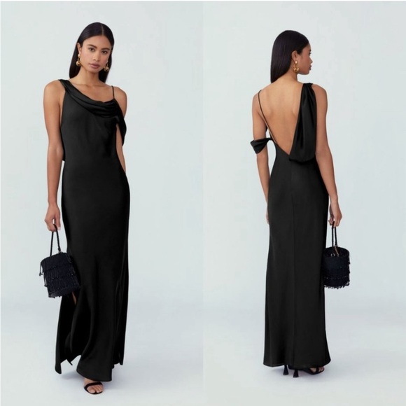 Fame and Partners Dresses & Skirts - Fame and Partners Francois Dress, Black Maxi Formal Gown satin like slip dress 8